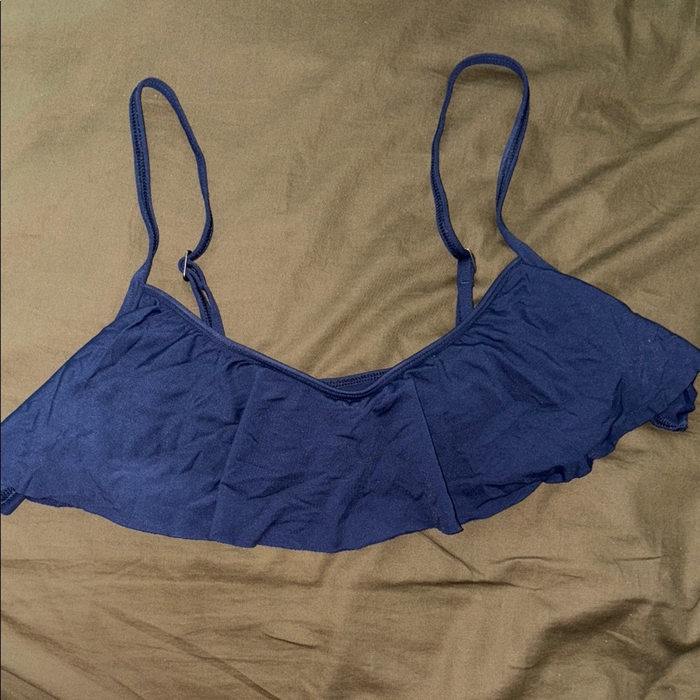 Hollister Blue Ruffled Bikini Top